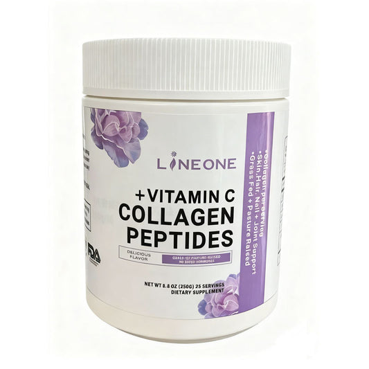 LineOne +Vitamin C Collagen Peptides 250g | Grass-Fed Pasture-Raised - Skin, Hair, Nail & Joint Support ? No Added Hormones - Lab Tested | Organic Wellness Hub