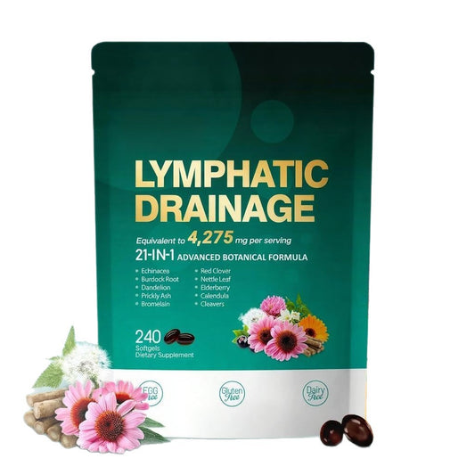 Lymphatic Drainage Supplement 4,275mg - 21-in-1 Advanced Botanical Formula | 240 Softgels | Organic Wellness Hub