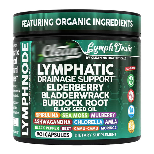 Lymphatic Drainage Support Supplement – Elderberry, Sea Moss, Burdock Root & Bladderwrack | 90 Vegan Capsules | Organic Wellness Hub