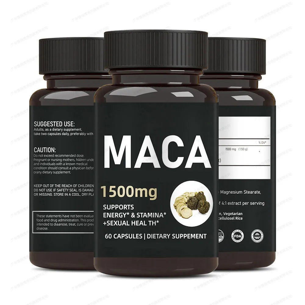 Maca Root 1500mg Capsules – Natural Energy, Stamina & Sexual Health Supplement | Organic Wellness Hub