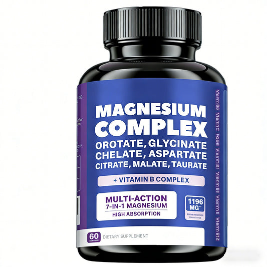 Magnesium Complex 7-in-1 with Vitamin B Complex - High Absorption Magnesium Glycinate, Citrate, Malate & Taurate 60 Capsules | Organic Wellness Hub