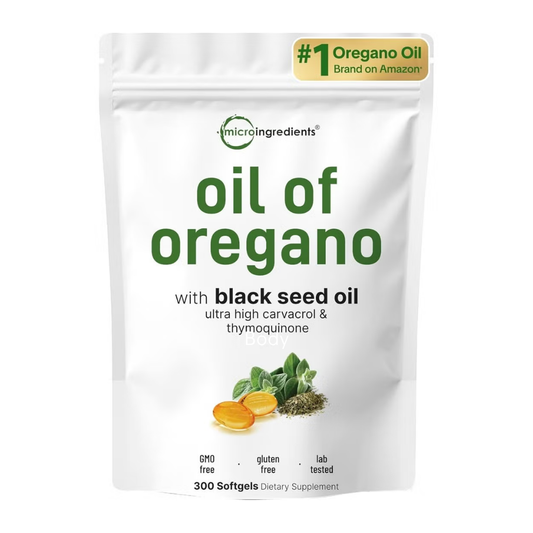 Micro Ingredients Oil of Oregano 6000mg with Black Seed Oil - 300 Softgels | Ultra High Carvacrol & Thymoquinone | GMO Free, Gluten Free | Lab Tested | Organic Wellness Hub