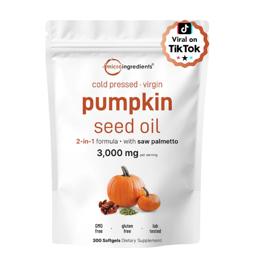 Micro Ingredients Pumpkin Seed Oil 3,000mg | 2-in-1 with Saw Palmetto | 300 Softgels | Cold Pressed | GMO Free | Lab Tested | Organic Wellness Hub