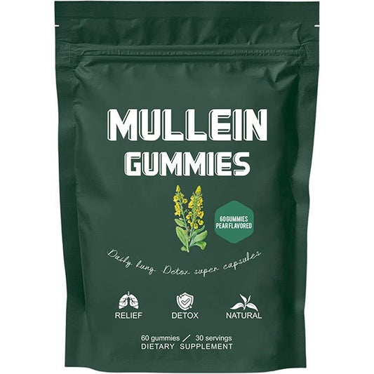 Mullein Gummies for Lung Support & Detox - Natural Pear Flavor Dietary Supplement 60 Gummies | Organic Wellness Hub