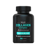 Multi Collagen Complex - Type I II III V X | 150 Capsules | Hair Skin Nails Joints | DigeSEB Enhanced Absorption | Organic Wellness Hub