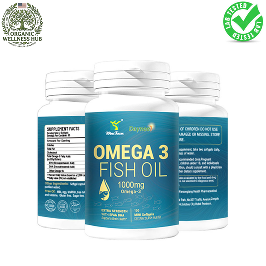 Omega 3 Fish Oil 1000mg 3-Pack | 300 Mini Softgels EPA & DHA | Organic Wellness Hub