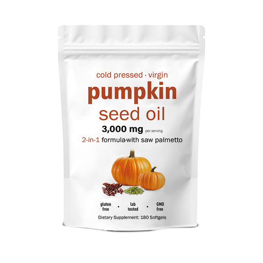 Organic Pumpkin Seed Oil Softgels 3000mg - Cold Pressed Virgin 2-in-1 Formula with Saw Palmetto | 300 Capsules | GMO-Free, Gluten-Free, Lab Tested | Organic Wellness Hub