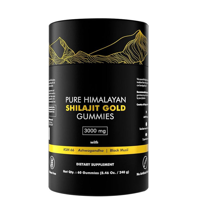 Pure Himalayan Shilajit Gold Gummies 3000mg | KSM-66 & Ashwagandha | 60 Gummies | Organic Wellness Hub