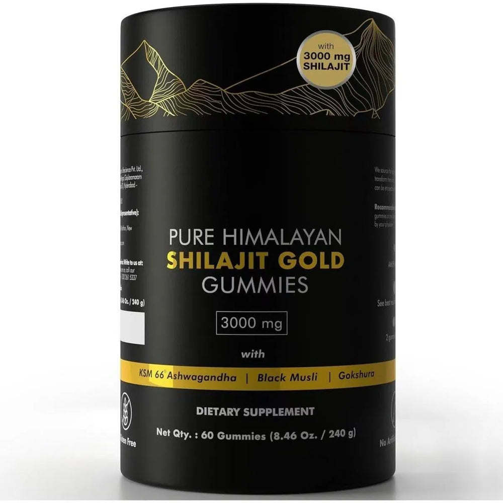 Pure Himalayan Shilajit Gold Gummies 3000mg | KSM-66 Ashwagandha, Black Musli & Gokshura | Natural Energy, Stamina & Focus | Lab Tested | Organic Wellness Hub