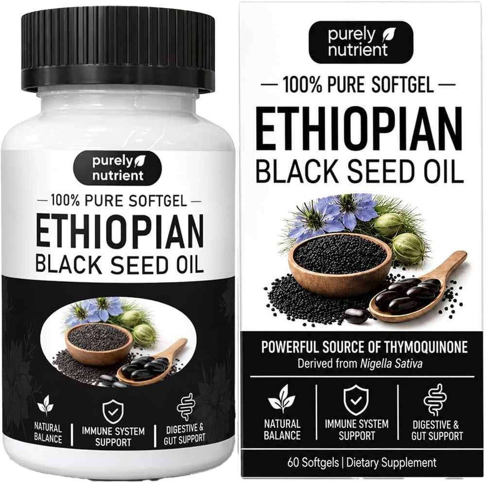 Purely Nutrient Ethiopian Black Seed Oil Softgels | 100% Pure Nigella Sativa | Thymoquinone
