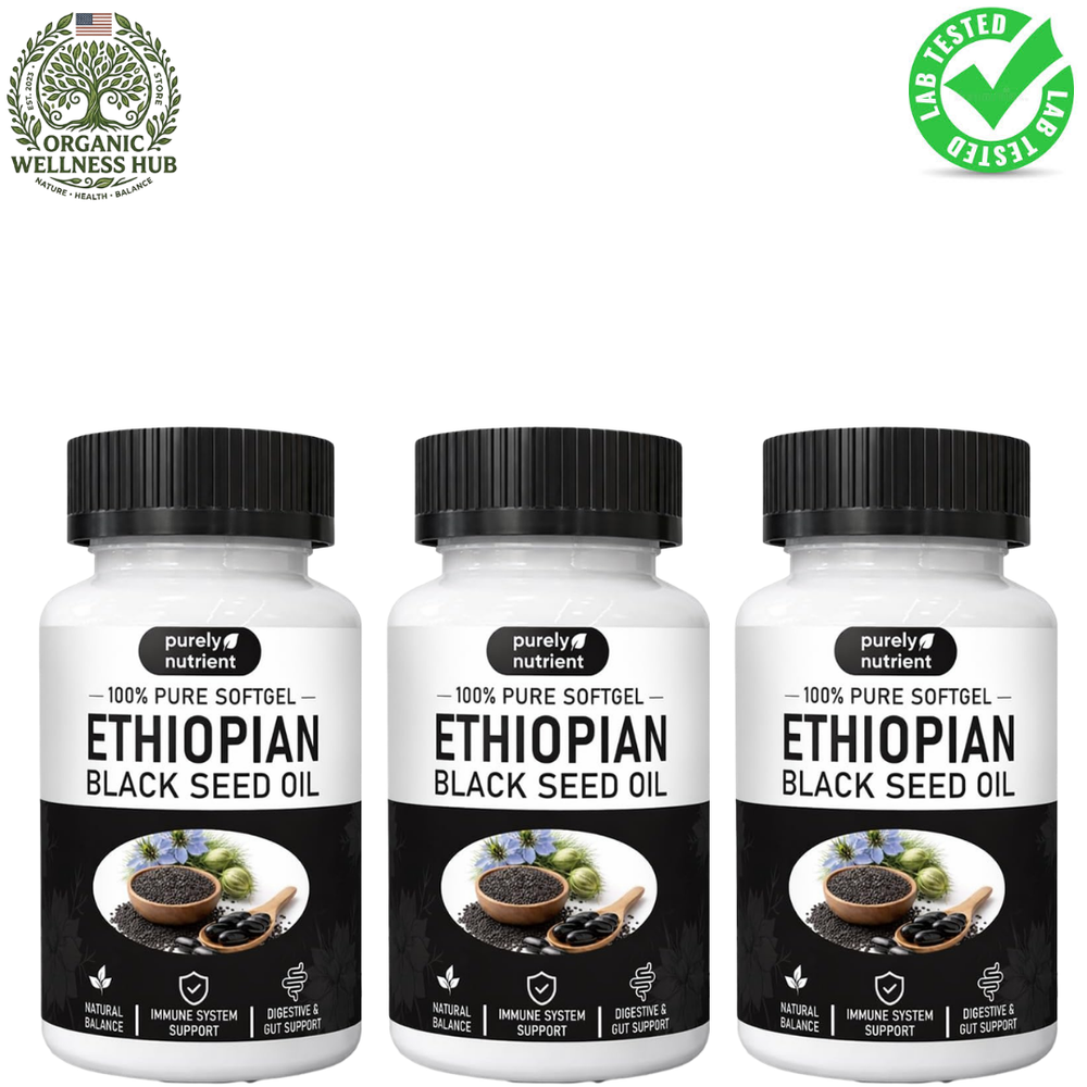 Purely Nutrient Ethiopian Black Seed Oil Softgels 3-Pack | 100% Pure Nigella Sativa | 180 Softgels
