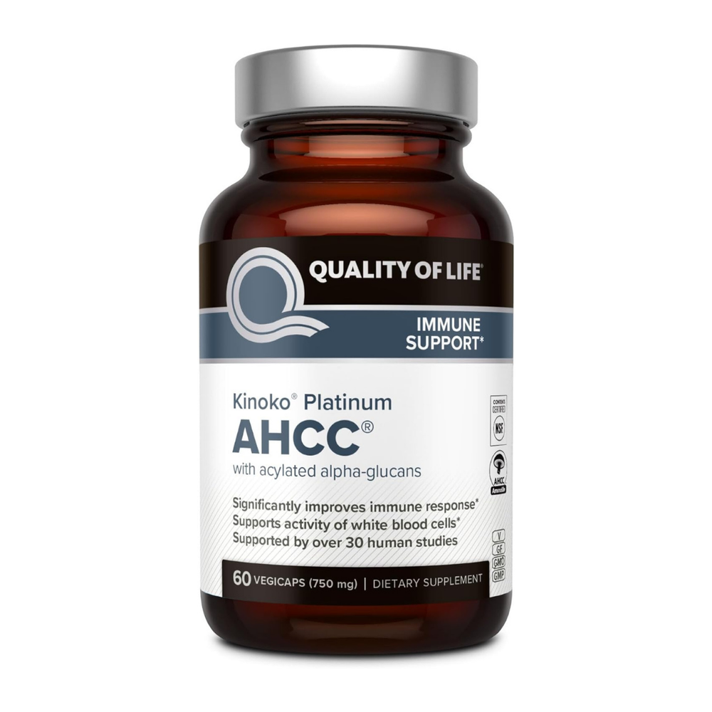 Quality of Life Kinoko Platinum AHCC Immune Support 60 Vegicaps | Lab Tested Immune Health Supplement | Organic Wellness Hub