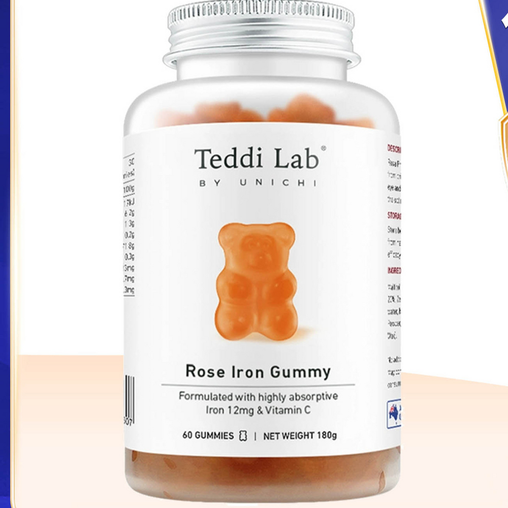 Rose Iron Gummies with Vitamin C High Absorption Iron Supplement 60 Gummies Organic Wellness Hub