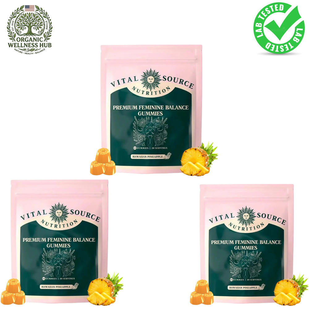 Vital Source Nutrition Feminine Balance Gummies 3-Pack | Vaginal & Hormonal Health | Hawaiian Pineapple | 180 Gummies | 3-Month Supply
