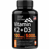 Vitamin K2 MK-7 100mcg + Vitamin D3 5000 IU Capsules ? Bone, Heart & Immune Support | Organic Wellness Hub