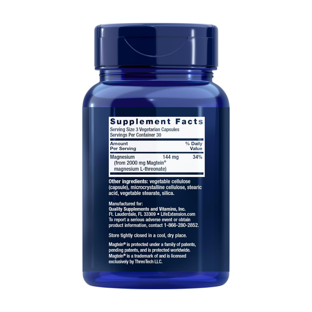 Life Extension Neuro-Mag Magnesium L-Threonate 90 Vegetarian Capsules | Memory & Cognitive Support | Organic Wellness Hub