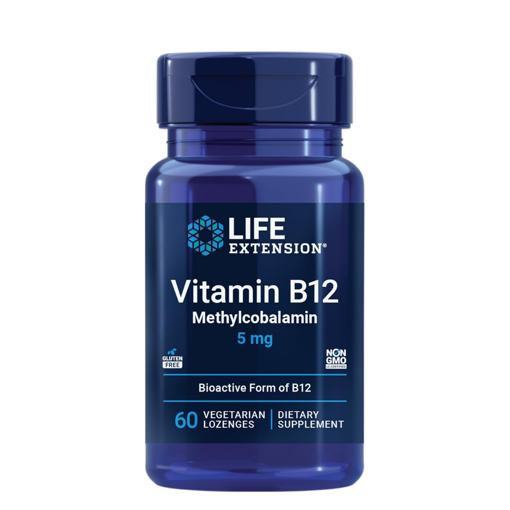 Life Extension Vitamin B12 Methylcobalamin 5mg - 60 Vegetarian Lozenges (Pack of 3) | Bioactive B12 Supplement - Organic Wellness Hub