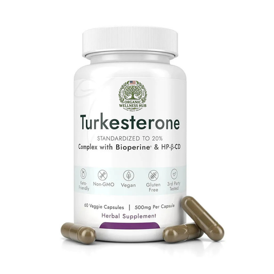 3-Pack Turkesterone 500mg Standardized to 20% | Bioperine & HP-β-CD | Natural Muscle, Strength & Recovery | Lab Tested | Organic Wellness Hub