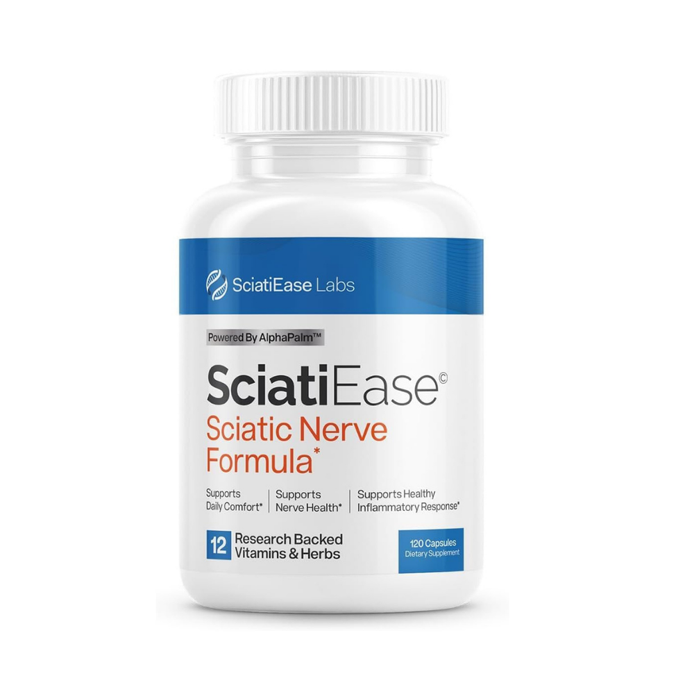 SciatiEase Sciatic Nerve Formula 3-Pack | 360 Capsules | 90-Day Supply | Powered by AlphaPalm™ | 12 Research-Backed Vitamins & Herbs | Supports Comfort, Nerve Health & Inflammatory Response