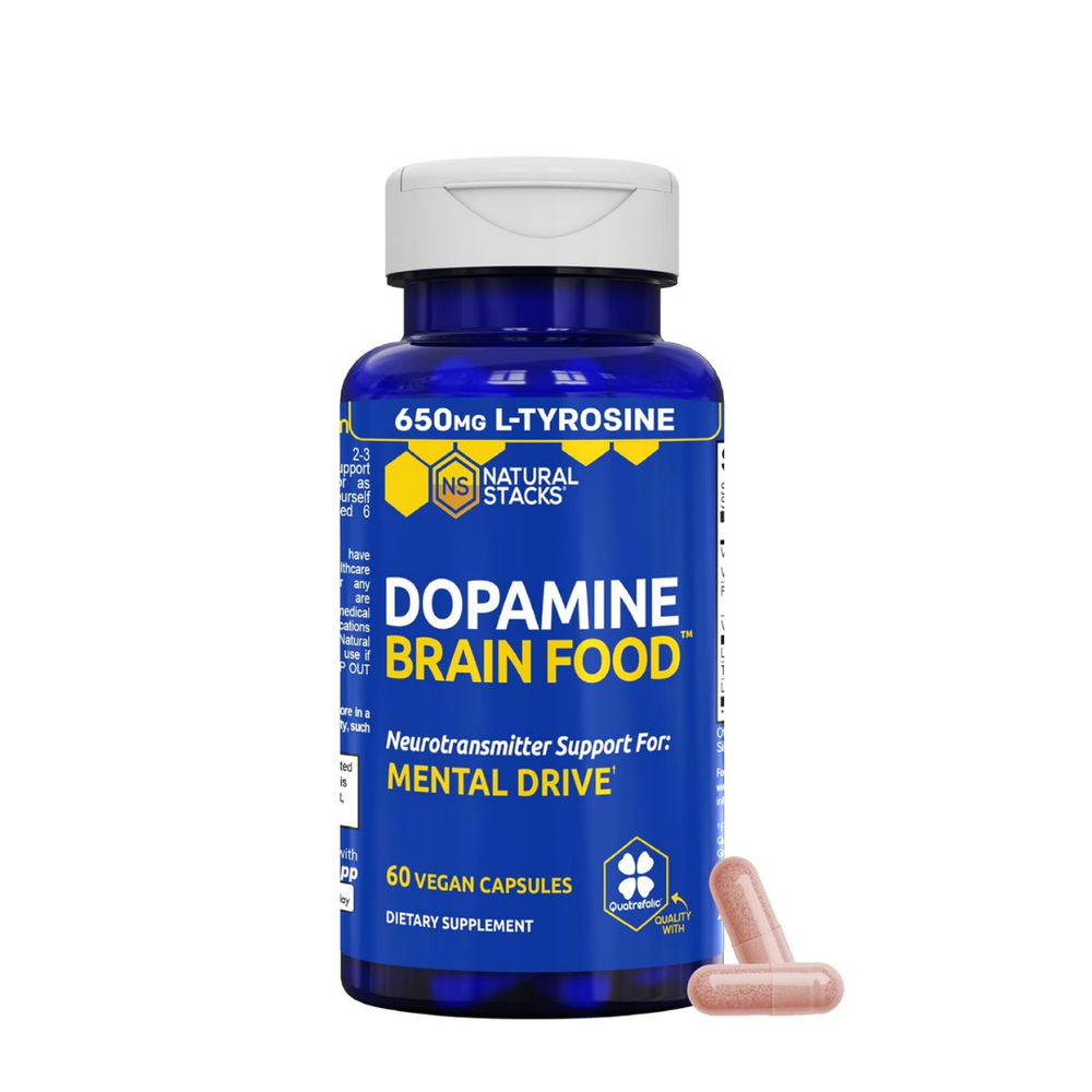 Natural Stacks Dopamine Brain Food™ 3-Pack Bundle – 650mg L-Tyrosine Nootropic | 3×60 Vegan Capsules | Focus, Mental Drive & Motivation | Organic Wellness Hub