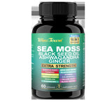 3 Pack WinsTown Sea Moss 16-in-1 Supplement – Black Seed Oil, Ashwagandha, Ginger, Burdock Root, Turmeric & More | 3 x 60 Capsules | 180 Caps Total | Extra Strength 102+ Minerals