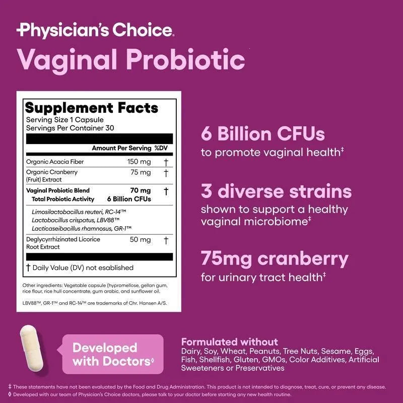 Physician's Choice Women's Probiotic 2-Pack | 50B CFUs | 6 Strains + Prebiotics | 120 Capsules | 4-Month Supply | Lab Tested
