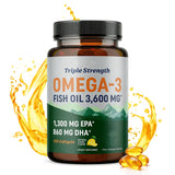 Triple Strength Omega-3 Fish Oil 3,600mg (3-Pack) - 1300mg EPA & 860mg DHA, 360 Lemon Softgels | Organic Wellness Hub