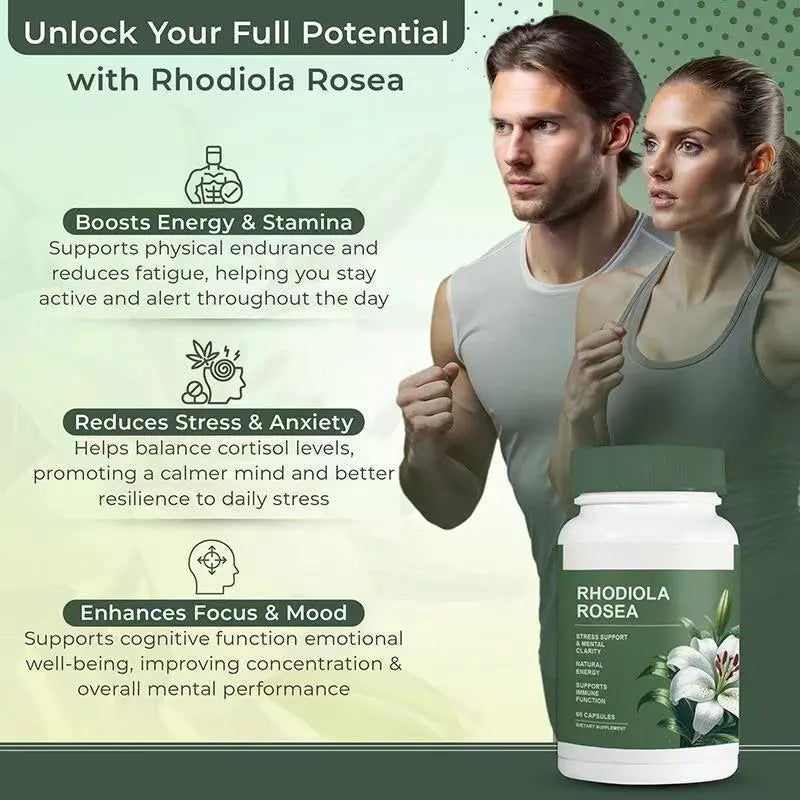 3-Pack Rhodiola Rosea 500mg | Stress, Clarity & Energy Bundle – 180 Vegan Capsules