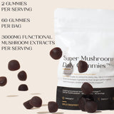 Mushroom Daily Gummies - 3000mg Functional Mushrooms for Brain, Immunity, Energy, Focus & Mood | Wild Raspberry | Organic Wellness Hub