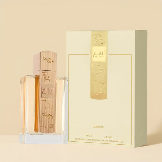عطر أنغام من لطافة - ماء عطر 100 مل | عطر موسيقي برائحة العنبر الذهبي - مركز العافية العضوي