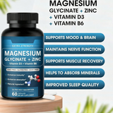 Magnesium Glycinate Zinc with Vitamin D3 & B6 - 60 Capsules | Organic Wellness Hub