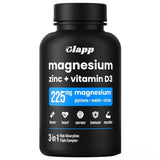 Clapp Magnesium Zinc Vitamin D3 225mg | 60 Cap | Organic Wellness Hub