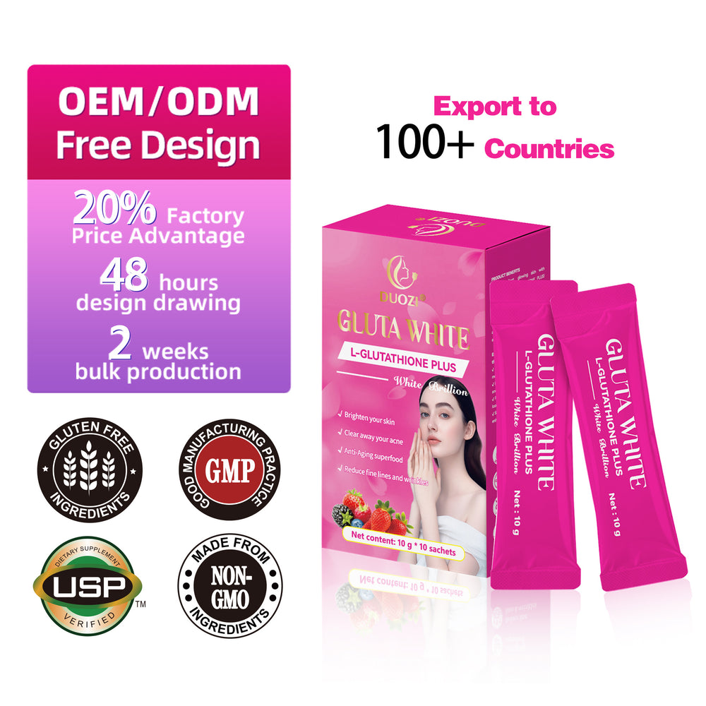 Duozi Gluta White L-Glutathione Plus | Skin Brightening, Acne Clearing & Anti-Aging Sachets 10g x 10 - Lab Tested | Organic Wellness Hub