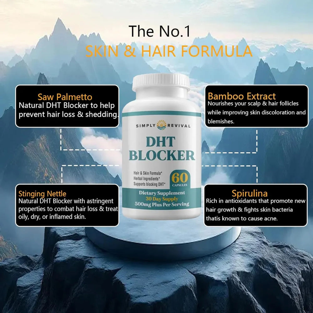 DHT Blocker for Hair Loss - 3 Pack Bundle, 180 Capsules, Hair & Skin Formula, Herbal | Organic Wellness Hub