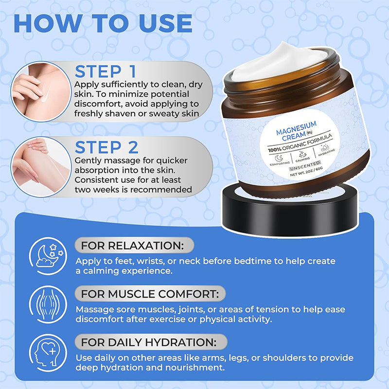 Organic Magnesium Cream Unscented | Hydrating & Calming Topical Cream | Organic Wellness Hub