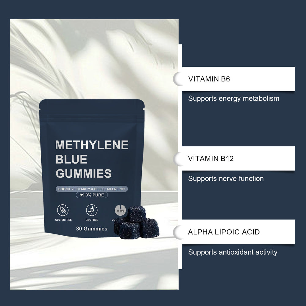 Methylene Blue Gummies 99.9% Pure - 30 Gummies | Cognitive Clarity and Cellular Energy Supplement Gluten Free GMO Free