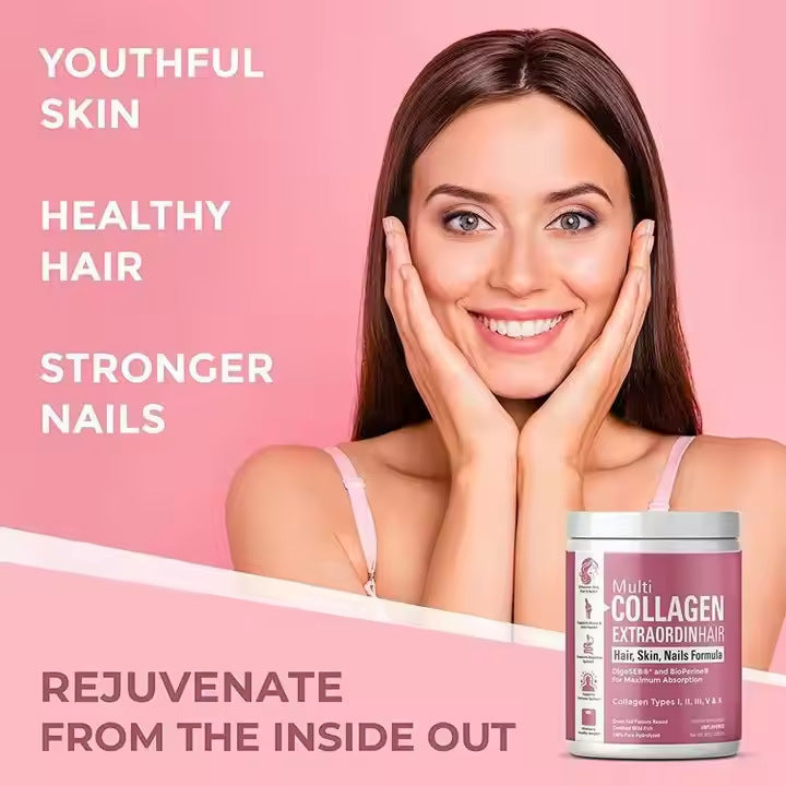 Multi Collagen Peptides | Types I, II, III, V & X | Hair, Skin, Nails & Joints | DigeSEB� & BioPerine� | Grass Fed + Wild Fish | Lab Tested | 301g | Organic Wellness Hub