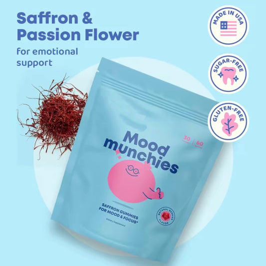 Mood Munchies Saffron Gummies for Mood & Focus | Natural Berry Flavor | Lab Tested Quality | Organic Wellness Hub