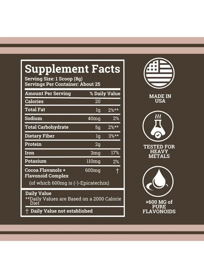 Black Forest Cocoa Flavanols & Flavonoids Powder 1200mg Per Serving- Nitric Oxide & Heart Health Support | Organic Wellness Hub