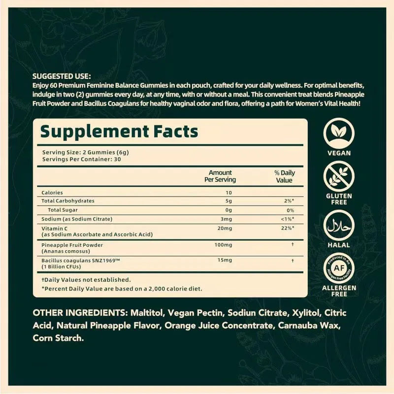 Vital Source Nutrition Feminine Balance Gummies 3-Pack | Vaginal & Hormonal Health | Hawaiian Pineapple | 180 Gummies | 3-Month Supply