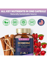 Totaria Health Berberine 27-in-1 with Ceylon Cinnamon & Milk Thistle – Liver & Gut Health Support | 120 Capsules | Organic Wellness Hub