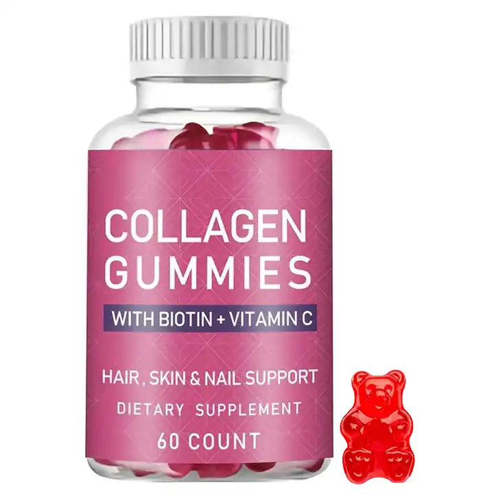 Collagen Gummies with Biotin & Vitamin C - Hair, Skin & Nail Support | 60 Count | Organic Wellness Hub