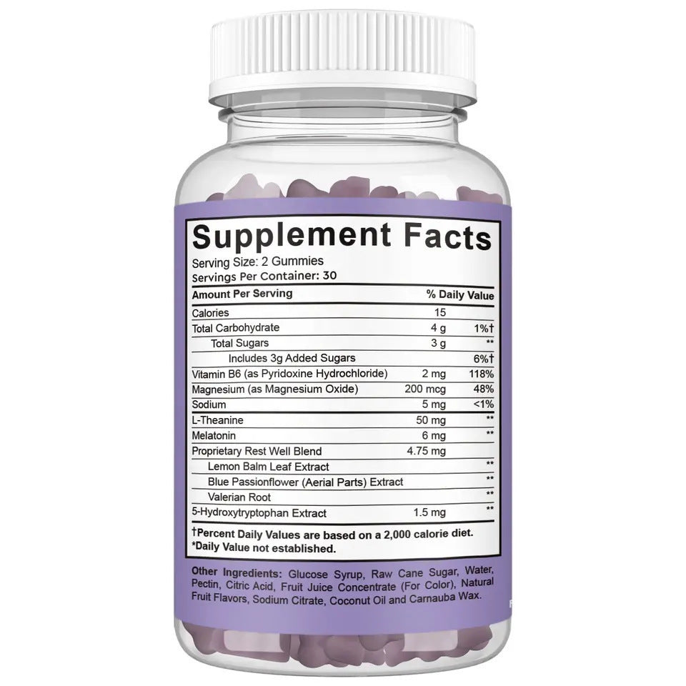 Sleep Deep 5-HTP Gummies with 6mg Melatonin, L-Theanine & Magnesium - 60 Gummies