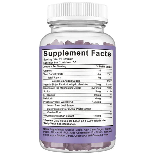 Sleep Deep 5-HTP Gummies with 6mg Melatonin, L-Theanine & Magnesium - 60 Gummies