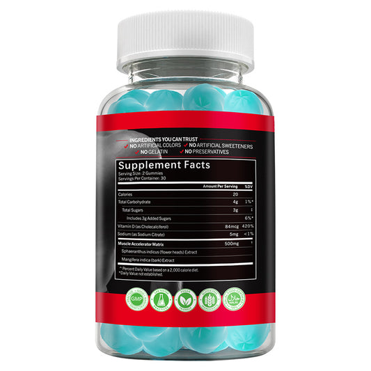 Muscle Gummies for Recovery & Muscle Support | Blueberry | Organic Wellness Hub