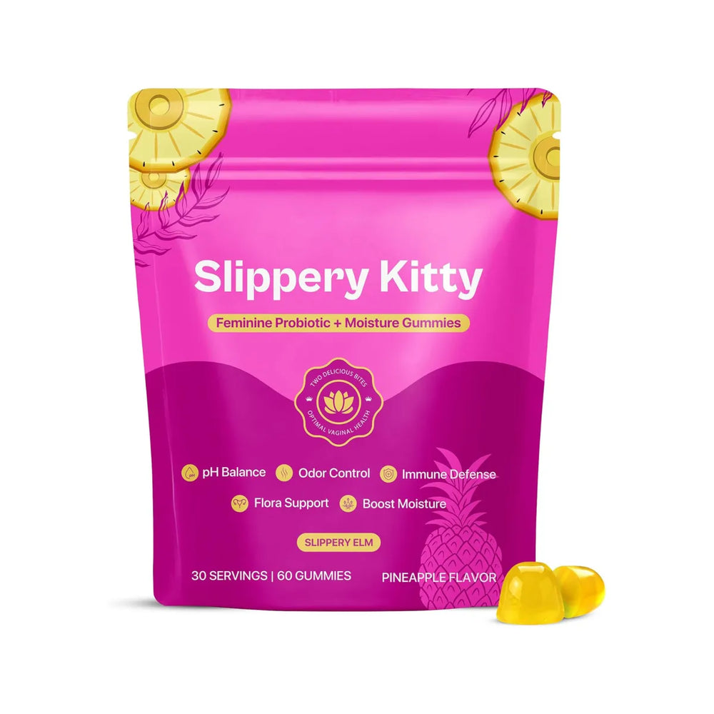 Slippery Kitty 3-Pack | Feminine Probiotic + Moisture Gummies | pH Balance, Odor & Flora | Slippery Elm | 180 Gummies | Lab Tested