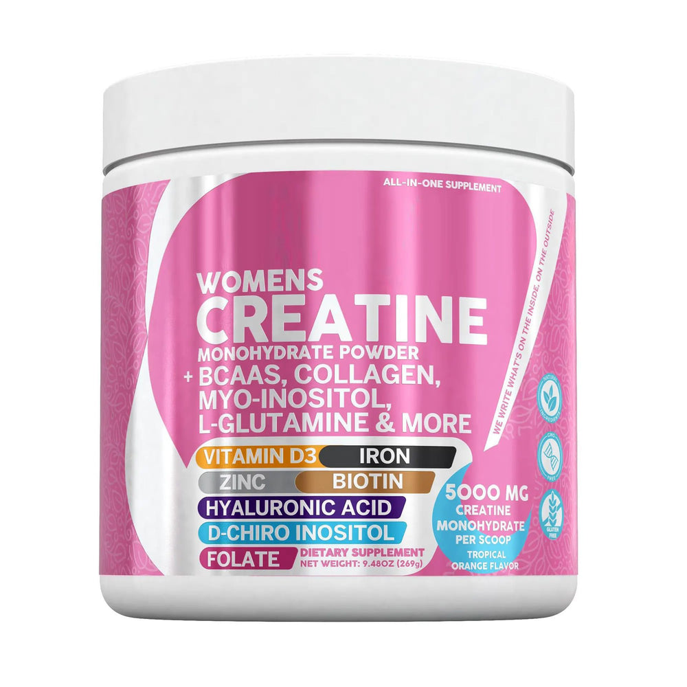 Women's Creatine Monohydrate Powder 5000mg + BCAAs, Collagen, Myo-Inositol | All-in-One | 269g | Organic Wellness Hub