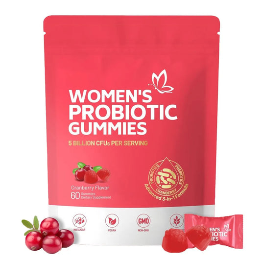 Women's Probiotic Gummies 3-Pack – 180 Count | 5 Billion CFUs | Cranberry, Vegan, No Sugar | 90-Day Supply
