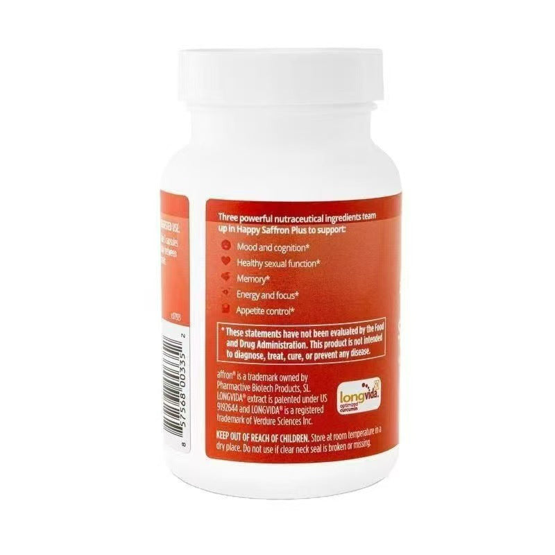 BrainMD Happy Saffron Plus | 3-in-1 Mood, Memory & Sexual Function | 90 Vegan Capsules | Lab Tested | Organic Wellness Hub