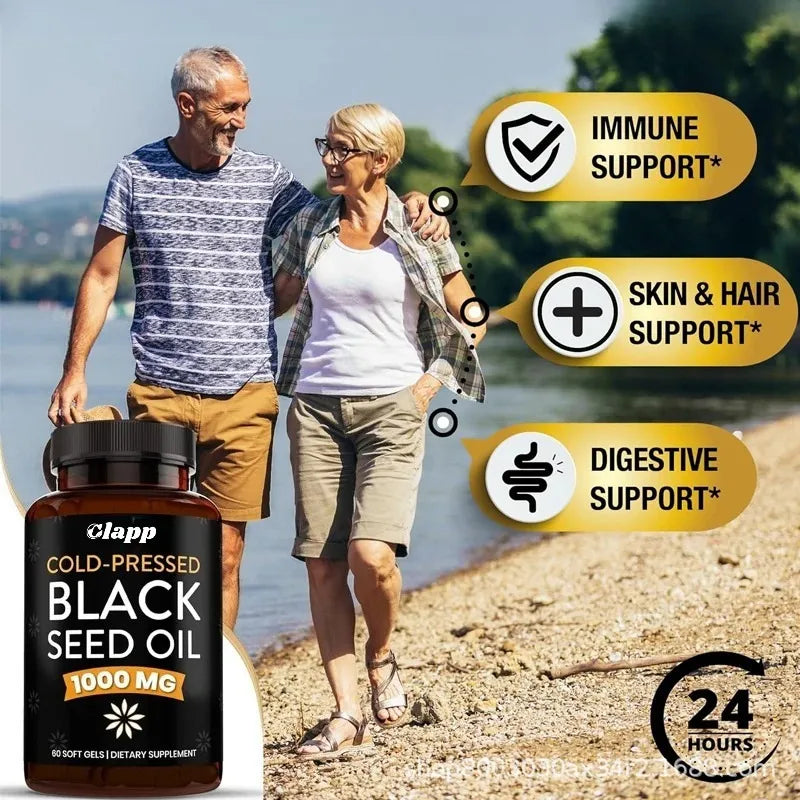 Clapp Cold-Pressed Black Seed Oil 1000mg – 3 Bottles (180 Softgels) | Lab Tested | Organic Wellness Hub